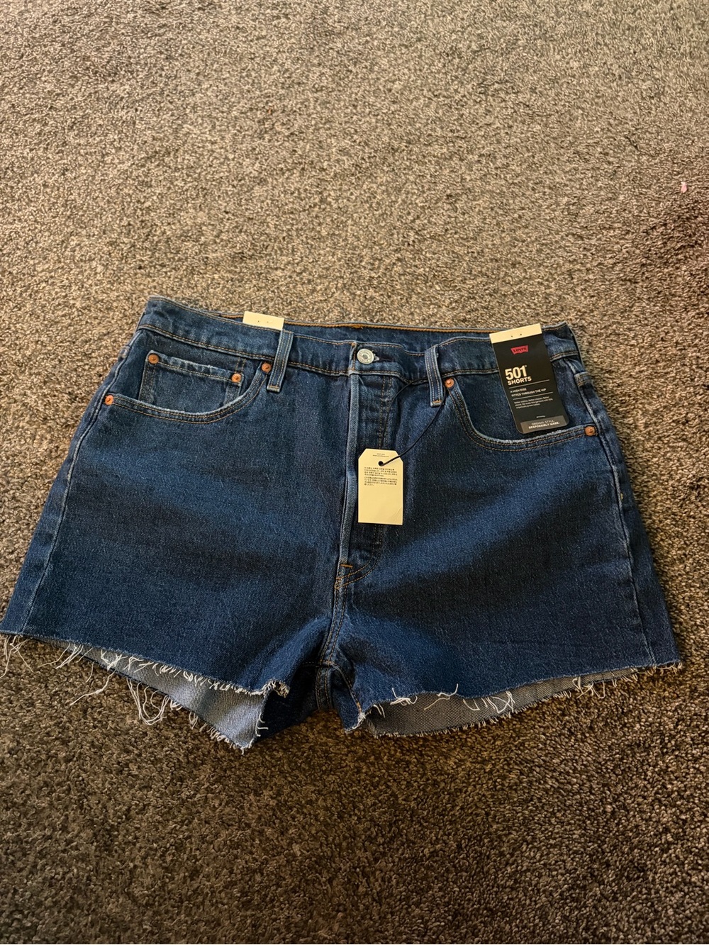 New Levi's 501 High-Rise Dark Blue Denim Shorts